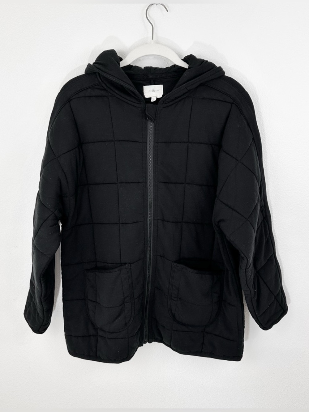 Lou & Grey Signature Soft Quilted Jacket Minimalist Black Oversized Small